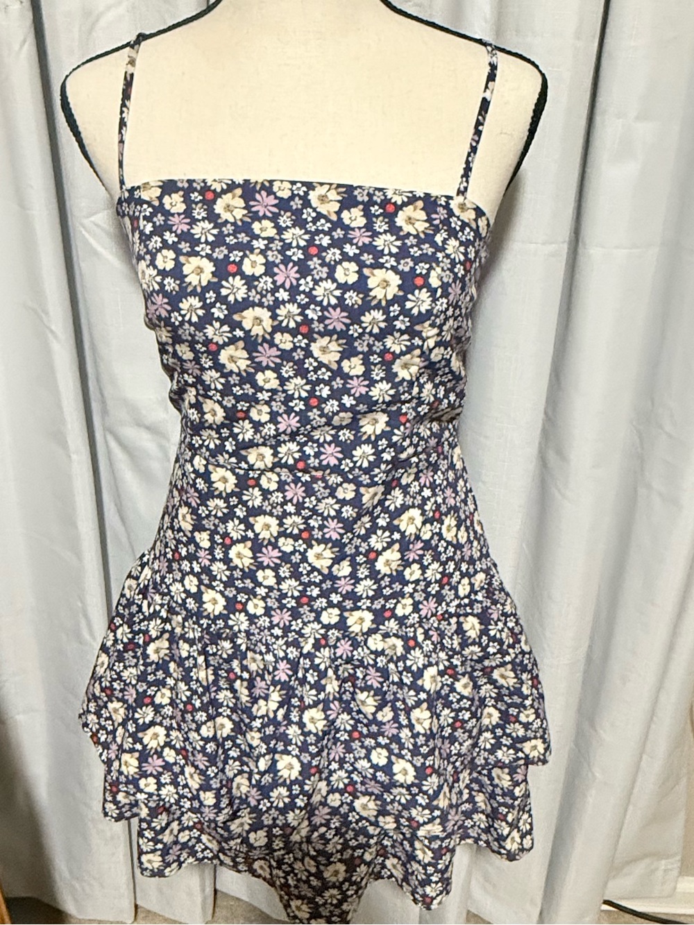 Forever 21 Navy Floral Tiered Mini Dress
